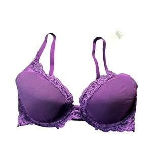 NATORI Lace Contour Underwire Plunge feathers underwire bra style 730023 NWT